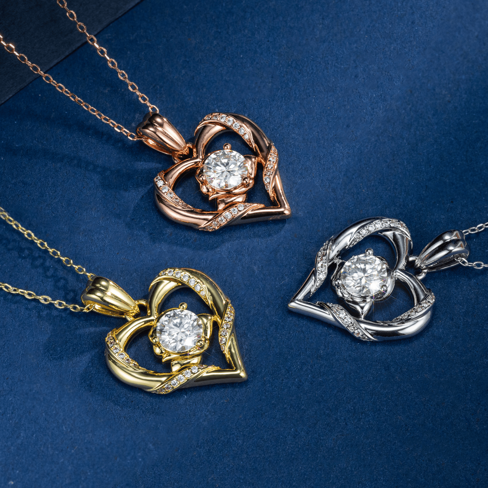 Rose Flower Heart Moissanite Necklace S925 Silver Pendant Women Present