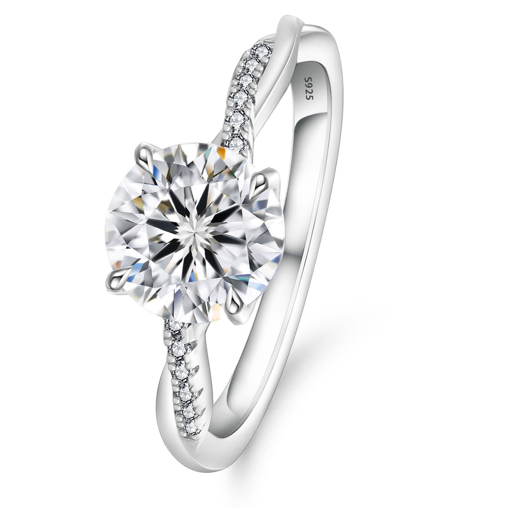 1ct Moissanite Stone Round 925 Silver White Gold Plated VVS GRA Certificate