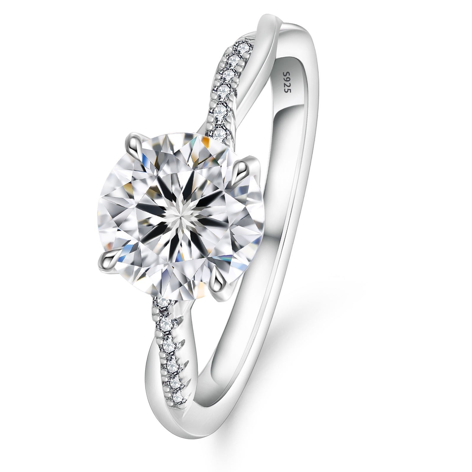 1ct Moissanite Stone Round 925 Silver White Gold Plated VVS GRA Certificate