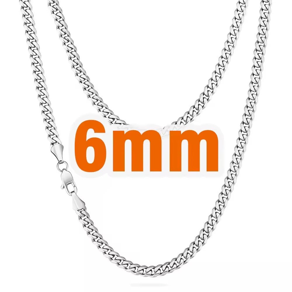 6mm Stainless Steel Miami Cuban Link Necklace Lobster Clasp