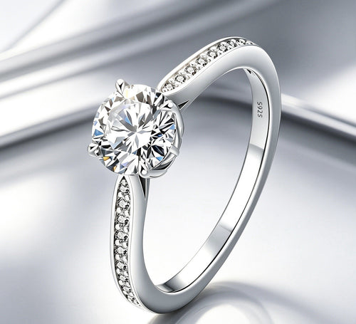 1ct Moissanite Stone Round Brilliant Cut 925 Sterling Silver Women Ring