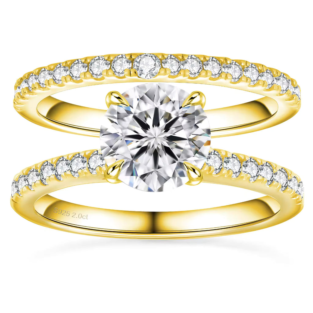 Gold Wedding Jewelry Bridal Sets 2CT D Color VVS1 Round Cut 925 Silver