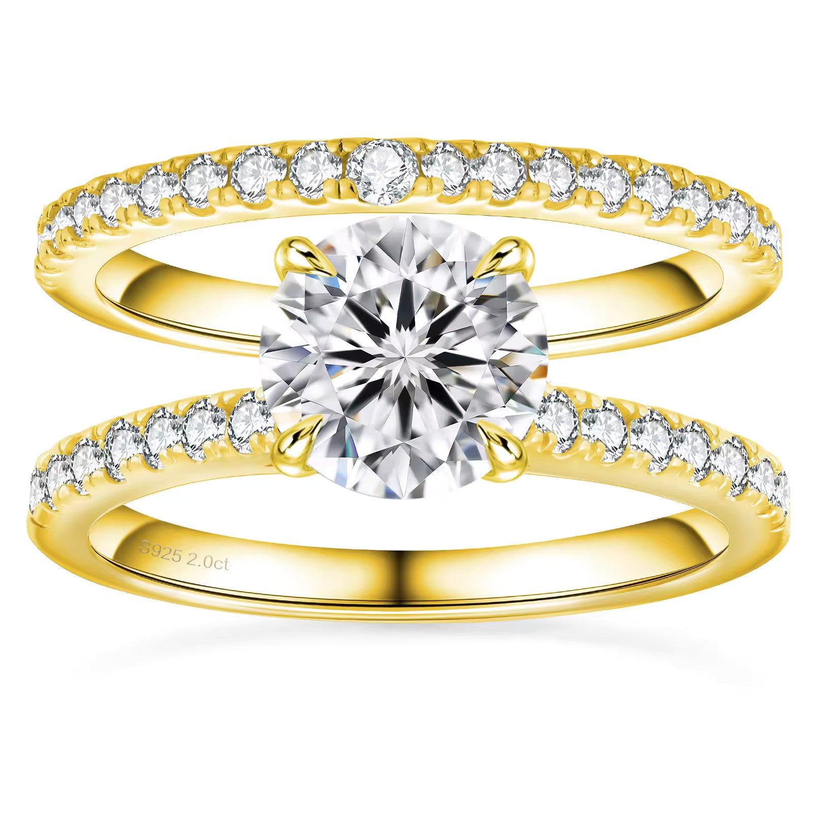 Gold Wedding Jewelry Bridal Sets 2CT D Color VVS1 Round Cut 925 Silver