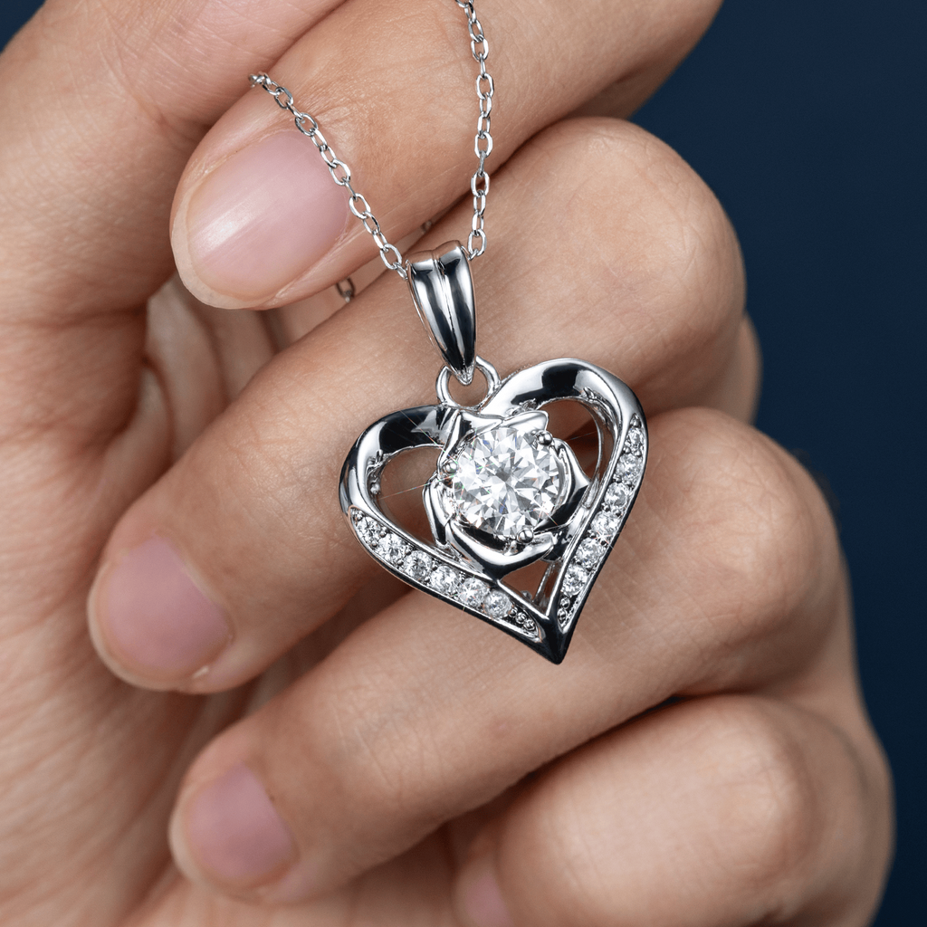 Moissanite Heart Pendant Necklace 1ct VVS 925 Sterling Silver Chain Women Gift