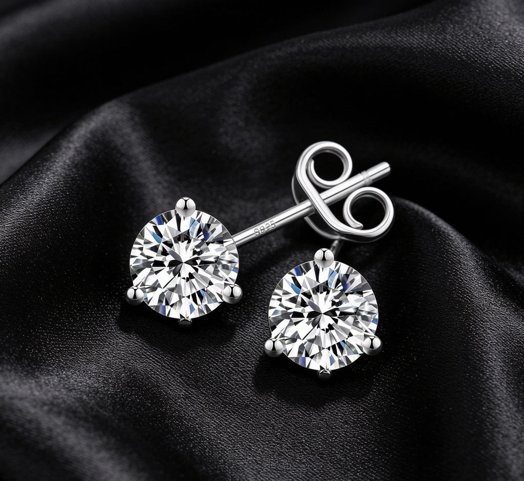 925 Sterling Silver 1ct GRA Diamond Halo Stud Jewelry White Gold VVS