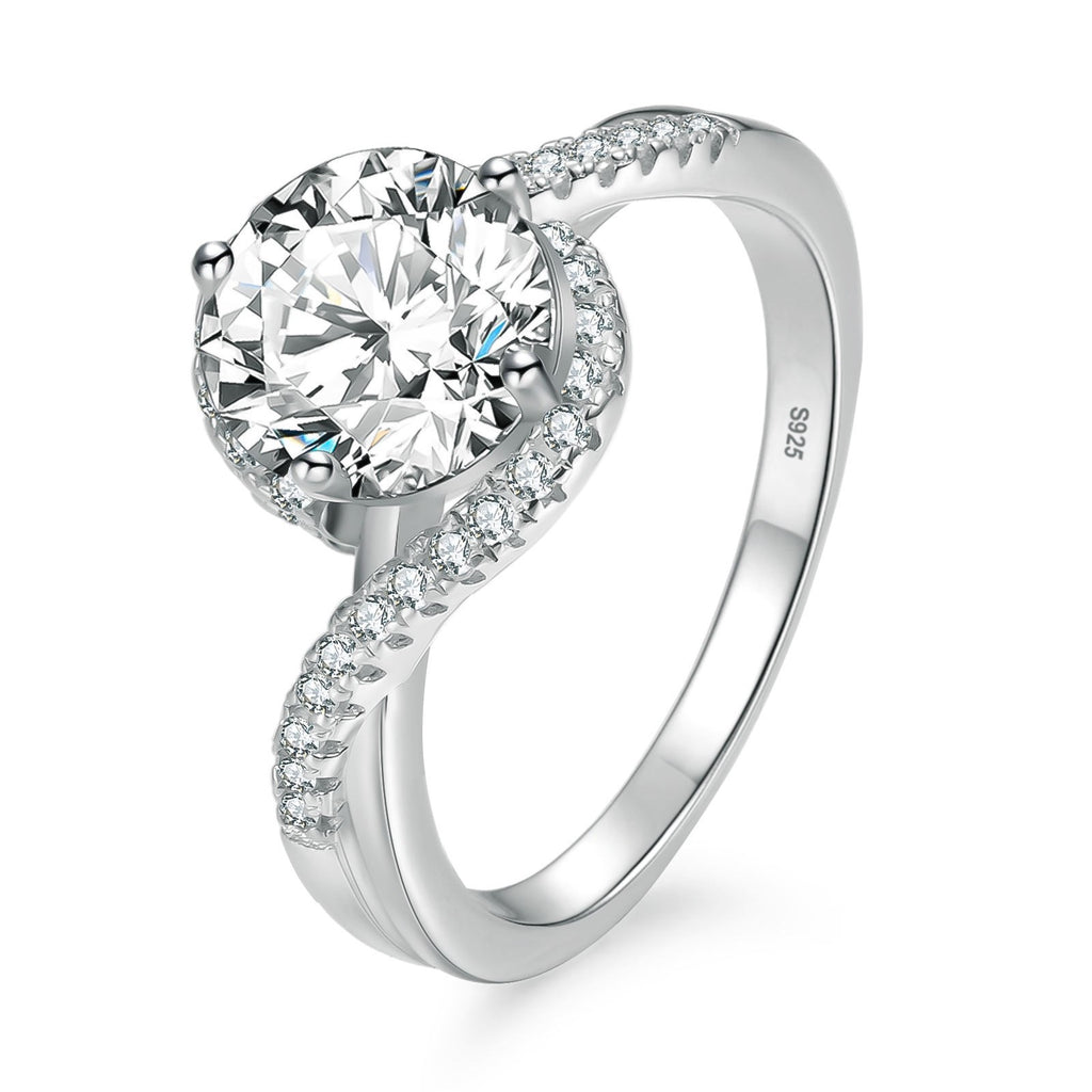 Moissanite Engagement Ring 1ct VVS1 White Gold Plated 925 Silver Wedding