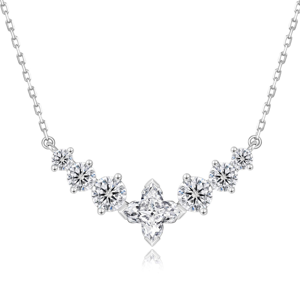 2.8CT Moissanite Necklace 7 Stone VVS1 Clarity 925 Silver White Gold Plated