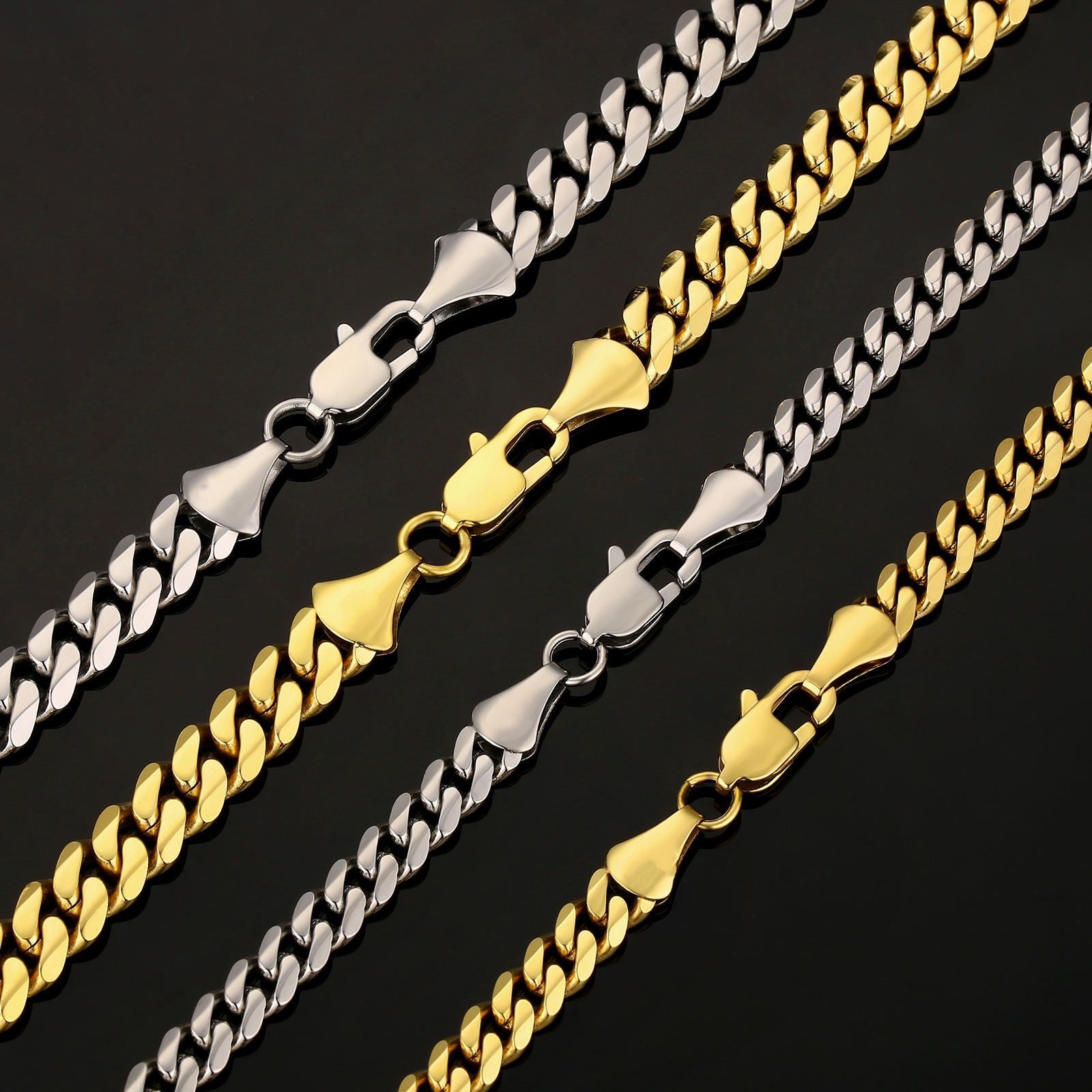 6mm Stainless Steel Miami Cuban Link Necklace Lobster Clasp