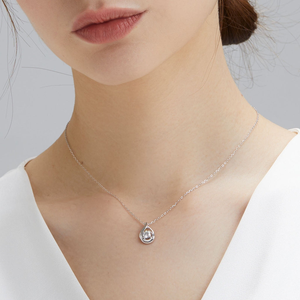 Moissanite Waterdrop Charm Jewelry Gift 925 Silver White Gold Plate Tear Drop