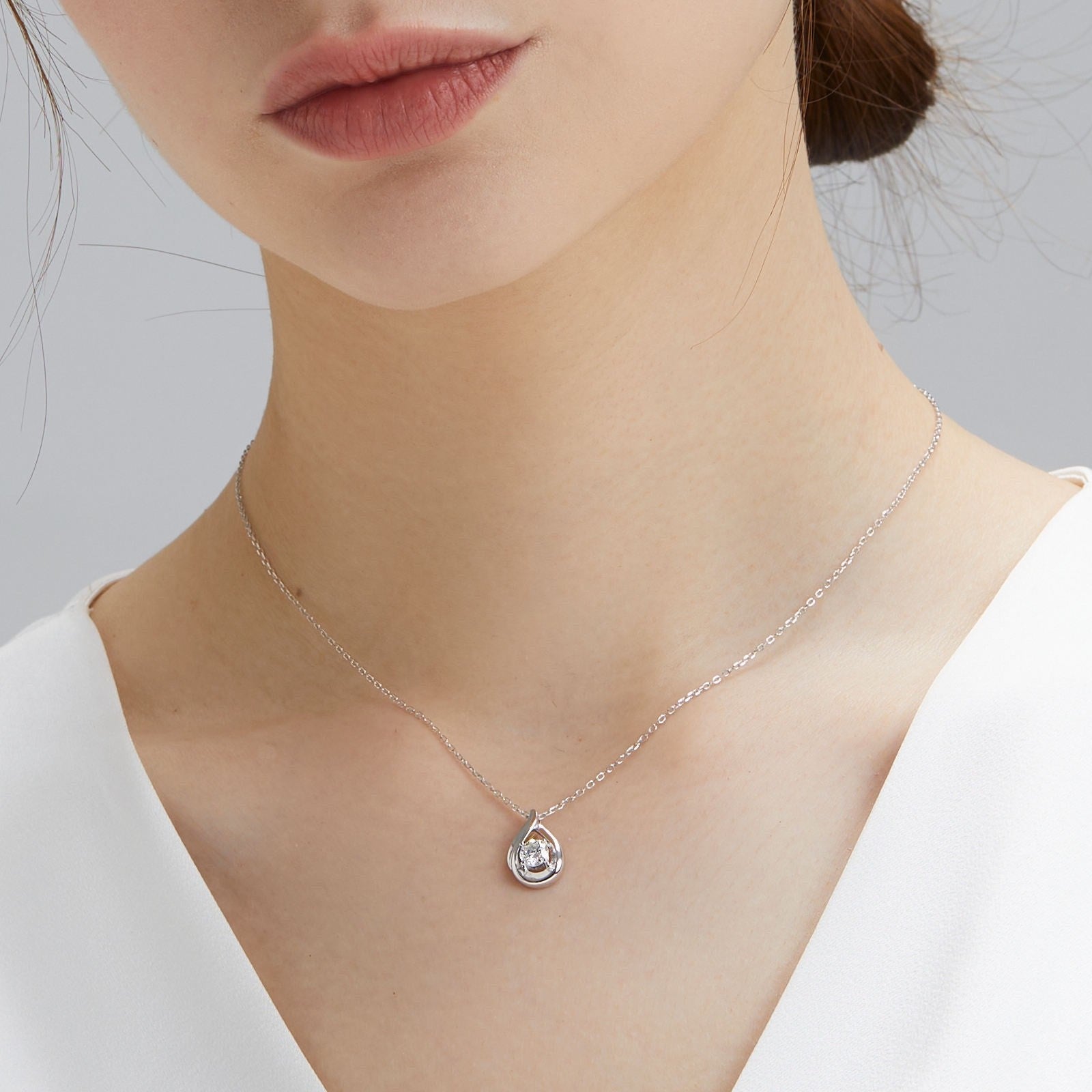 Moissanite Waterdrop Charm Jewelry Gift 925 Silver White Gold Plate Tear Drop