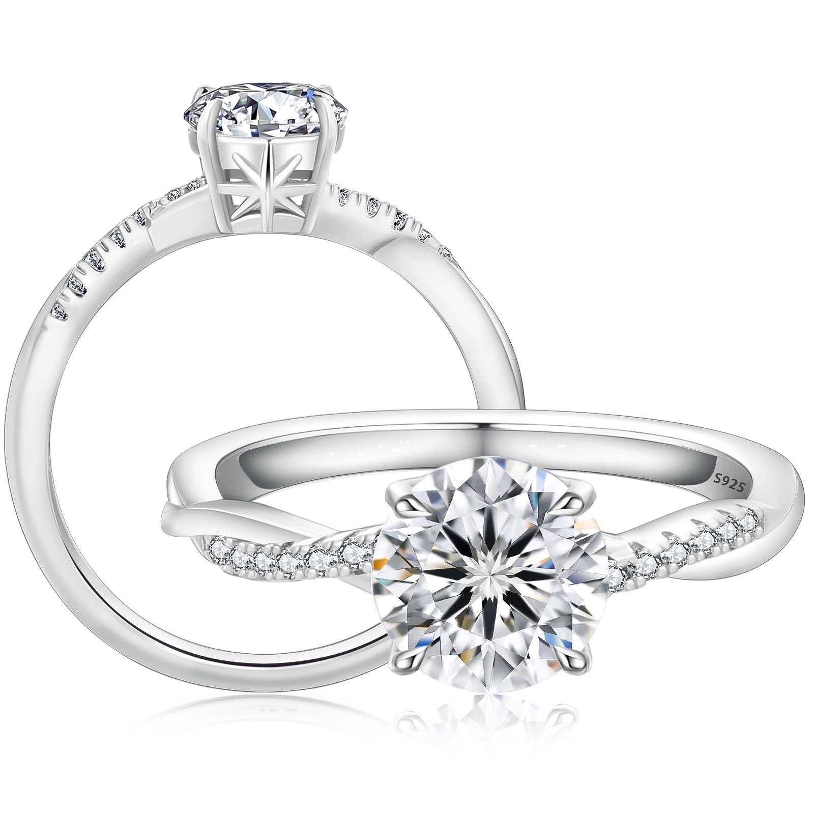 1ct Moissanite Stone Round 925 Silver White Gold Plated VVS GRA Certificate