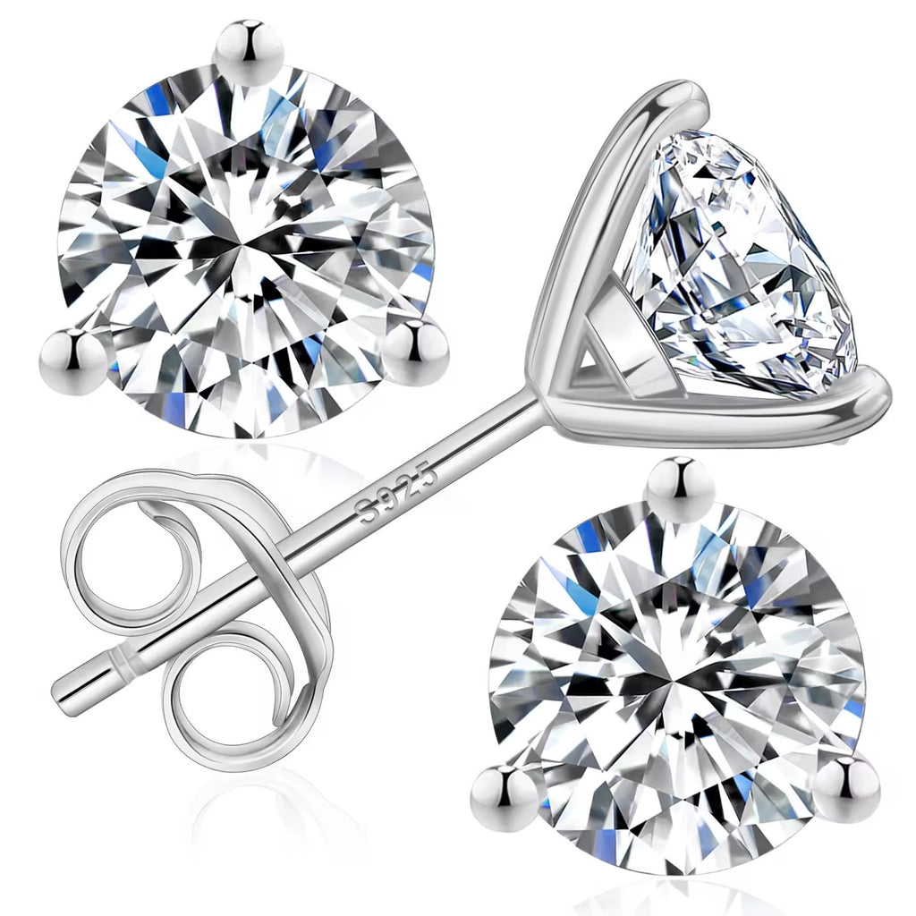925 Sterling Silver 1ct GRA Diamond Halo Stud Jewelry White Gold VVS