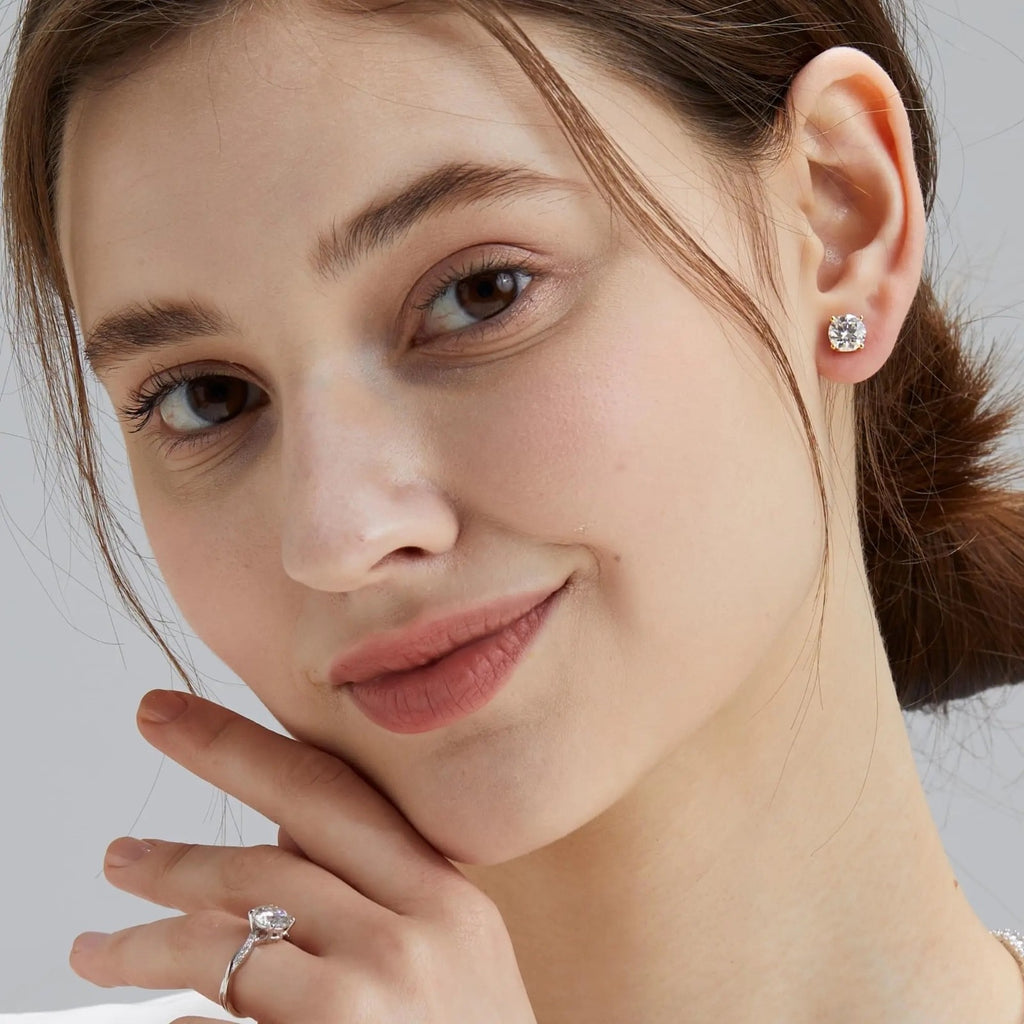 925 Sterling Silver 1ct GRA Diamond Halo Stud Jewelry White Gold VVS