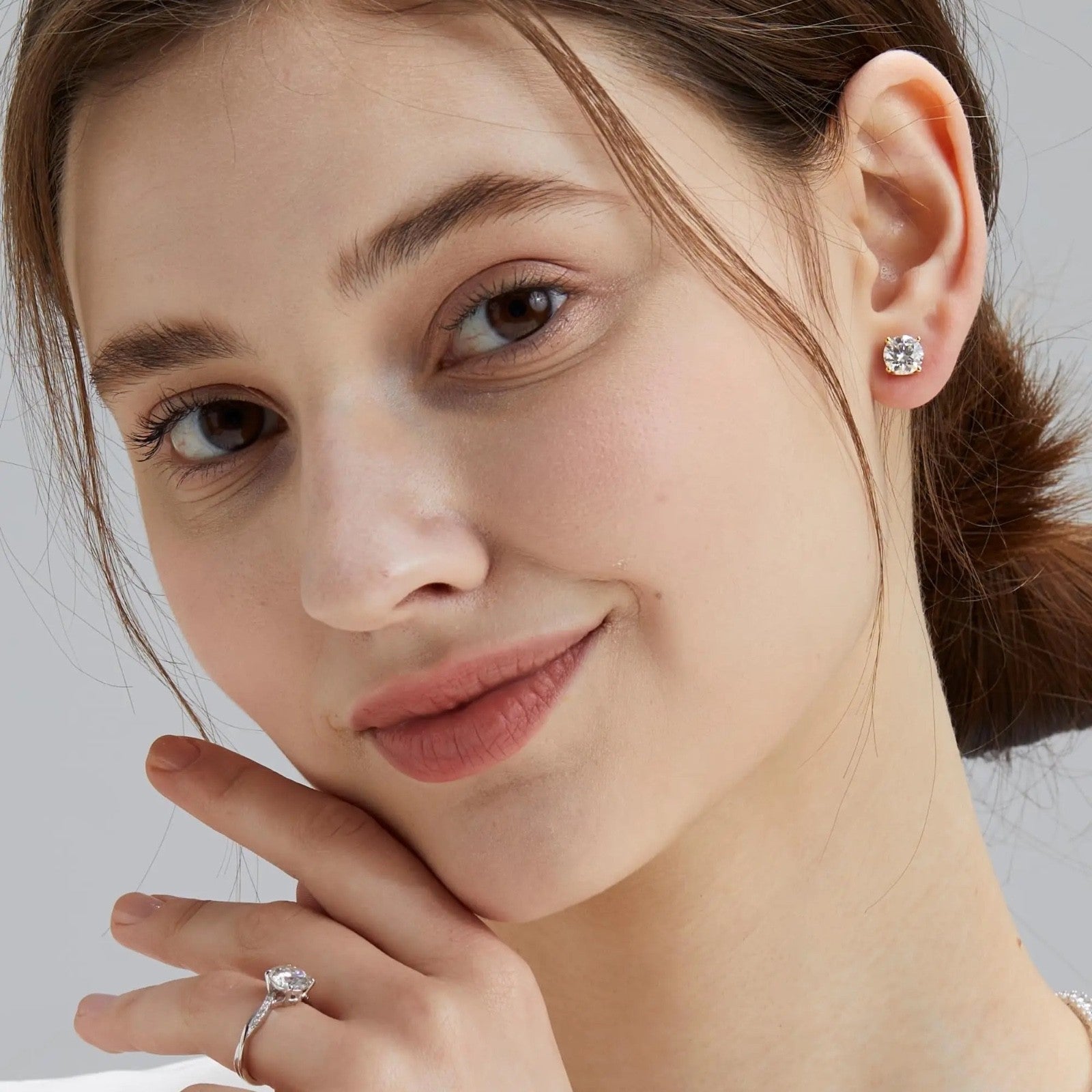 925 Sterling Silver 1ct GRA Diamond Halo Stud Jewelry White Gold VVS