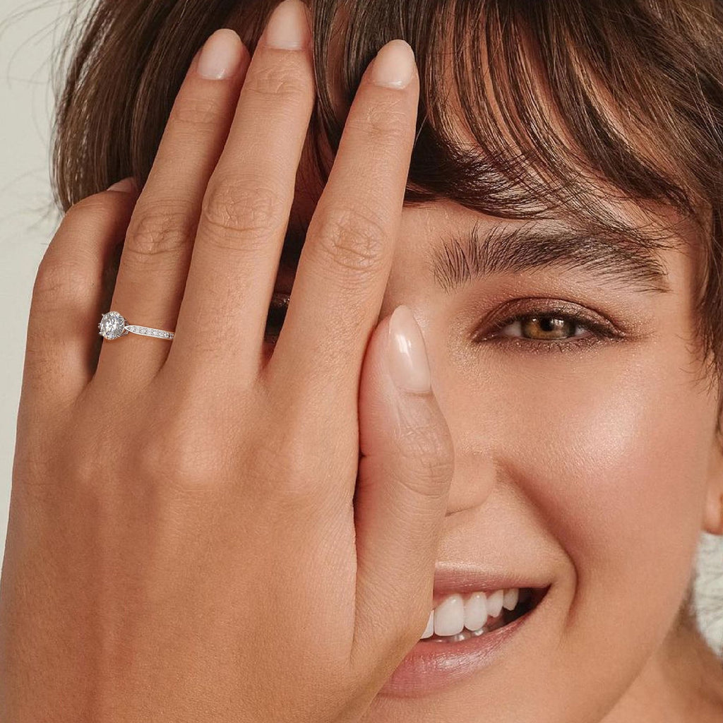 1ct Moissanite Stone Round Brilliant Cut 925 Sterling Silver Women Ring