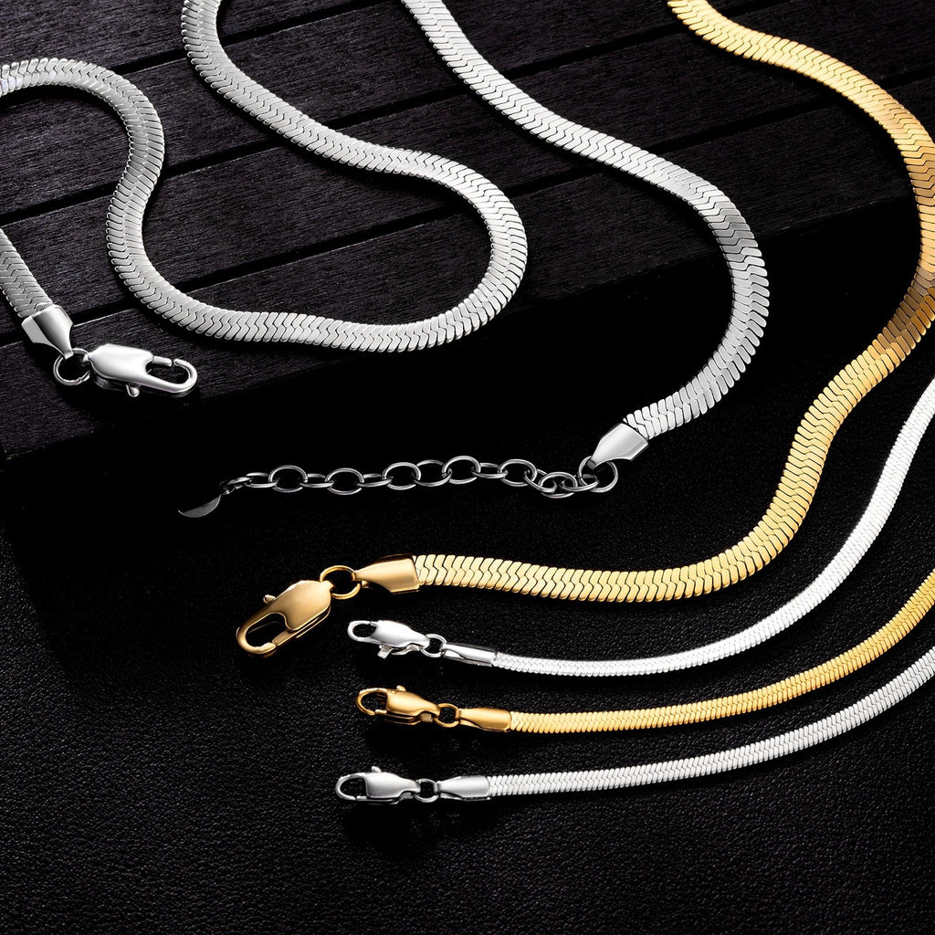 Snake Chain Necklace 14K Gold Plated Stainless Steel 3mm Mens Womens Jewellery