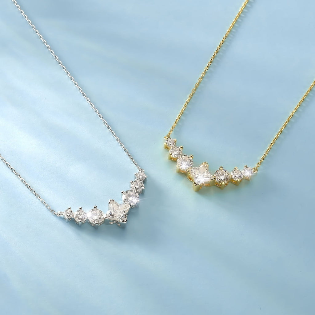 2.8CT Moissanite Necklace 7 Stone VVS1 Clarity 925 Silver White Gold Plated