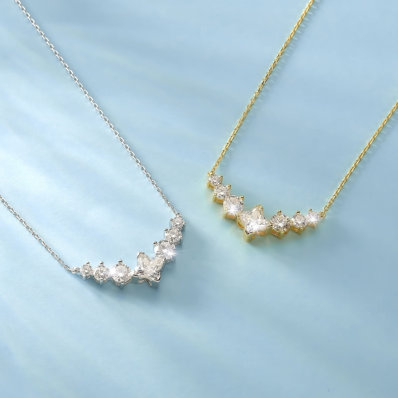 2.8CT Moissanite Necklace 7 Stone VVS1 Clarity 925 Silver White Gold Plated