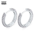 925 Sterling Silver 15mm Mens Earrings Iced Out 5A CZ Cubic Zirconia Jewellery