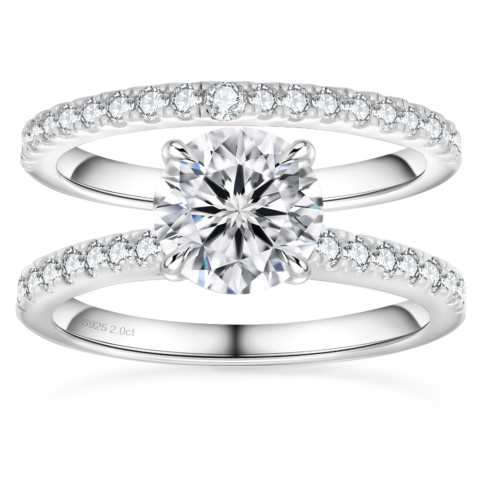 925 Silver Wedding Jewelry Bridal Sets 2CT D Color VVS1 Round Cut
