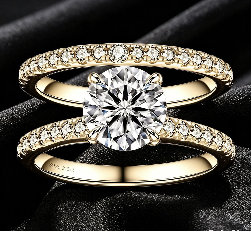 Gold Wedding Jewelry Bridal Sets 2CT D Color VVS1 Round Cut 925 Silver