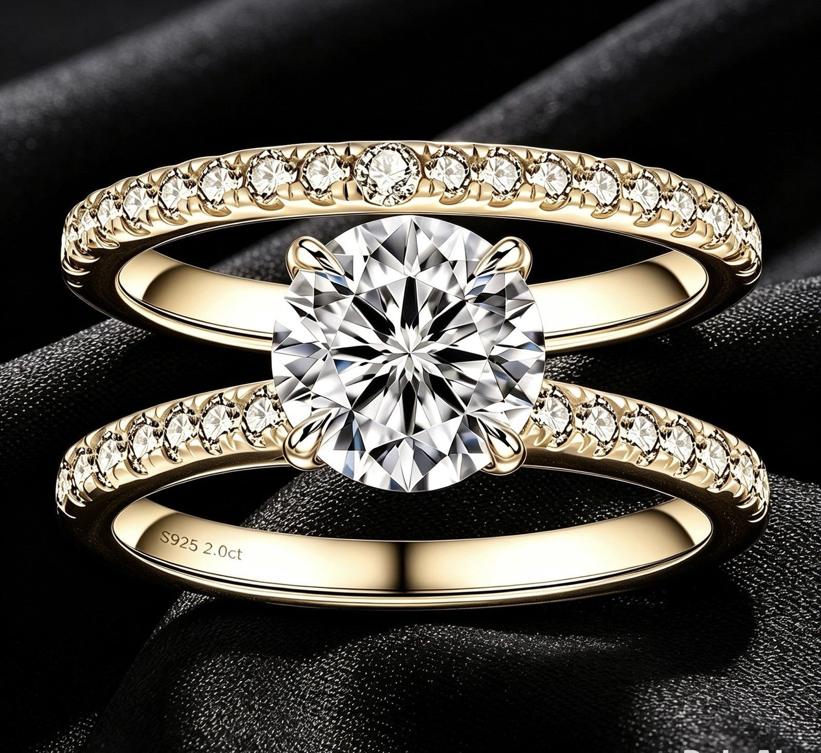 Gold Wedding Jewelry Bridal Sets 2CT D Color VVS1 Round Cut 925 Silver