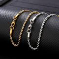 SILVER 3mm Stainless Steel Twisted Rope Chain Necklace Mens