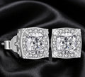 Square 925 Silver Prong-Set 5A CZ Iced Out Earrings 14K Gold Plating