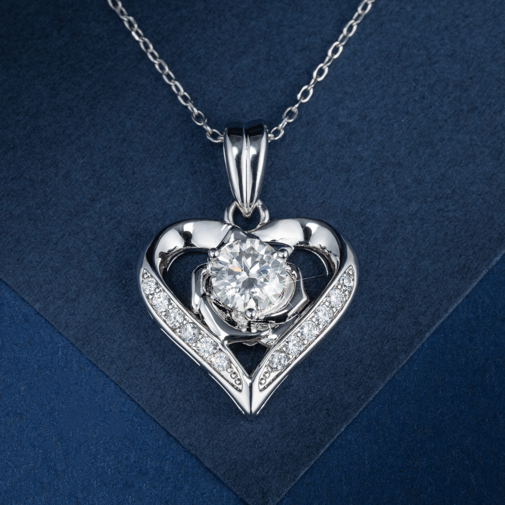 Moissanite Heart Pendant Necklace 1ct VVS 925 Sterling Silver Chain Women Gift
