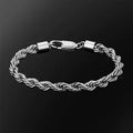 Rope Chain Bracelet 18K Gold Plated Stainless Steel 6mm 8 Inch Mens Womens