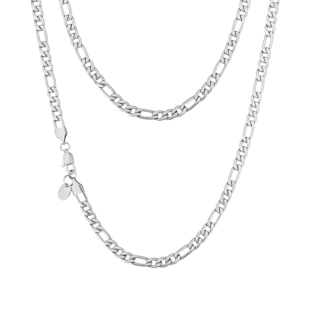 5mm 22inch Link Stainless Steel Figaro Rope Cuban Chain Necklace Jewellery