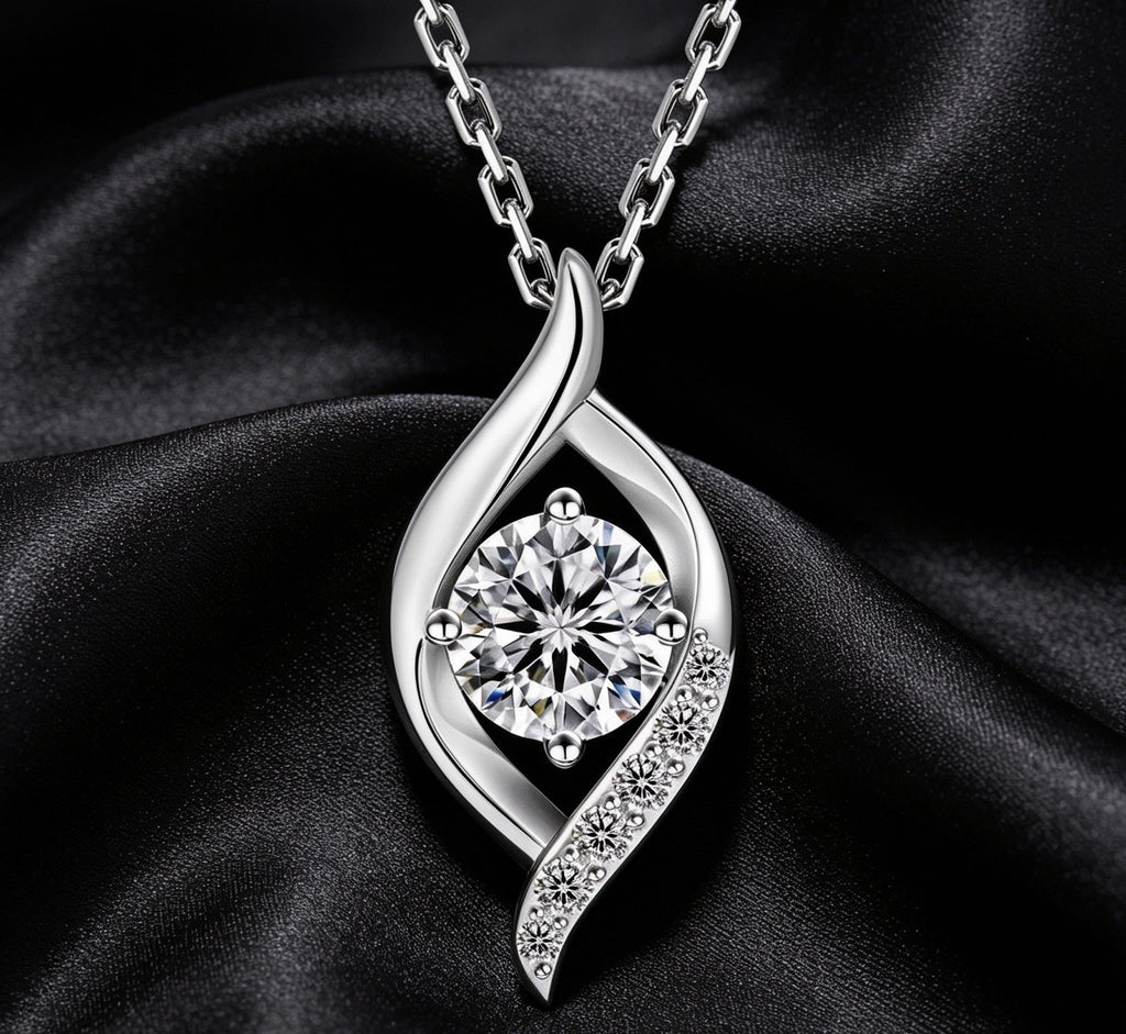 Moissanite Waterdrop Charm Jewelry Gift 925 Silver White Gold Plate Tear Drop