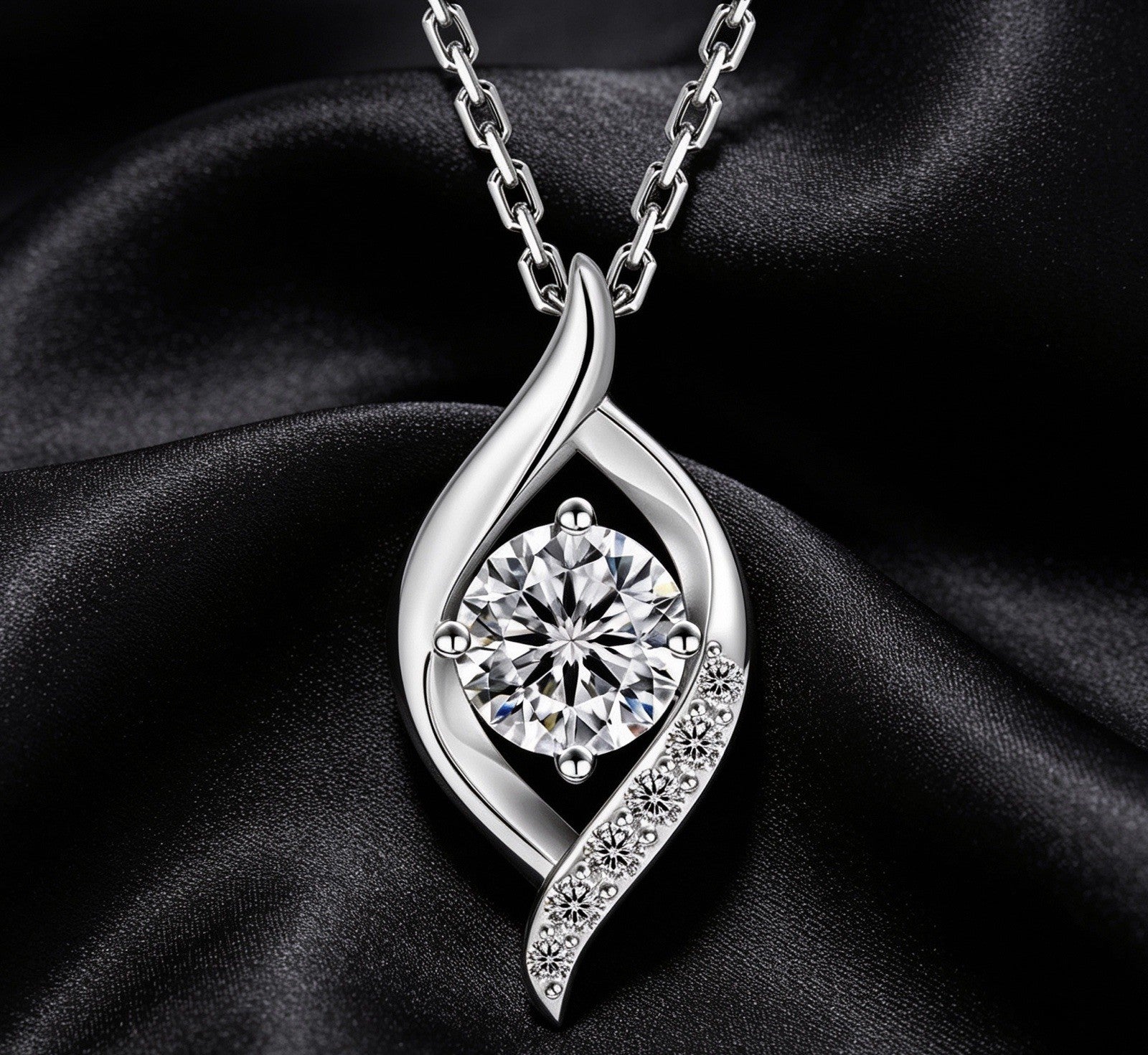 Moissanite Waterdrop Charm Jewelry Gift 925 Silver White Gold Plate Tear Drop