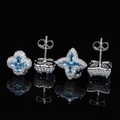 Blue CZ Earrings Iced Out 14K White Gold Plated 925 Sterling Silver Stud Earring