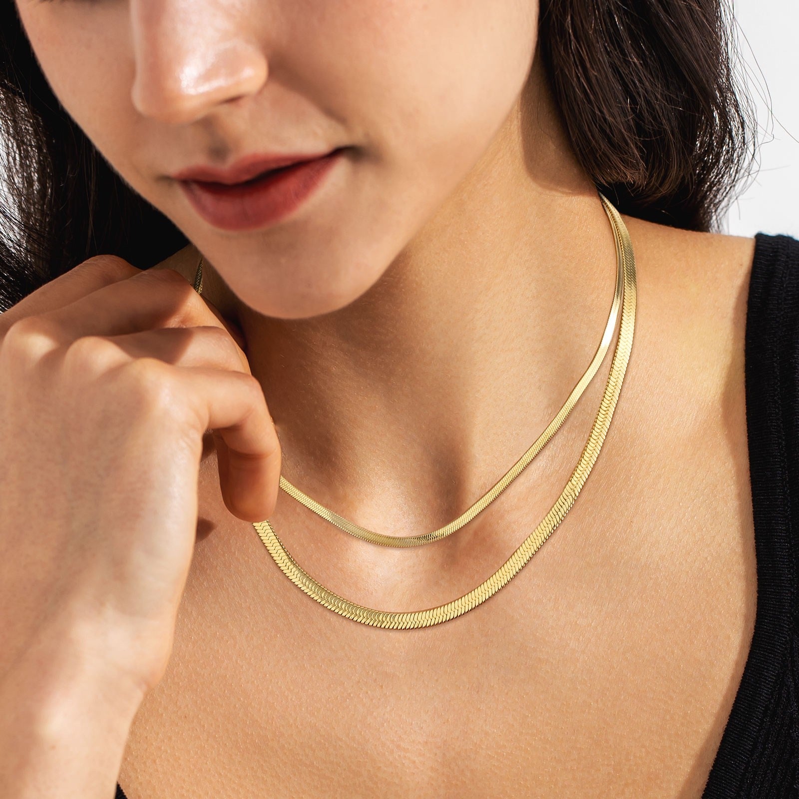 Snake Chain Necklace 14K Gold Plated Stainless Steel 3mm Mens Womens Jewellery