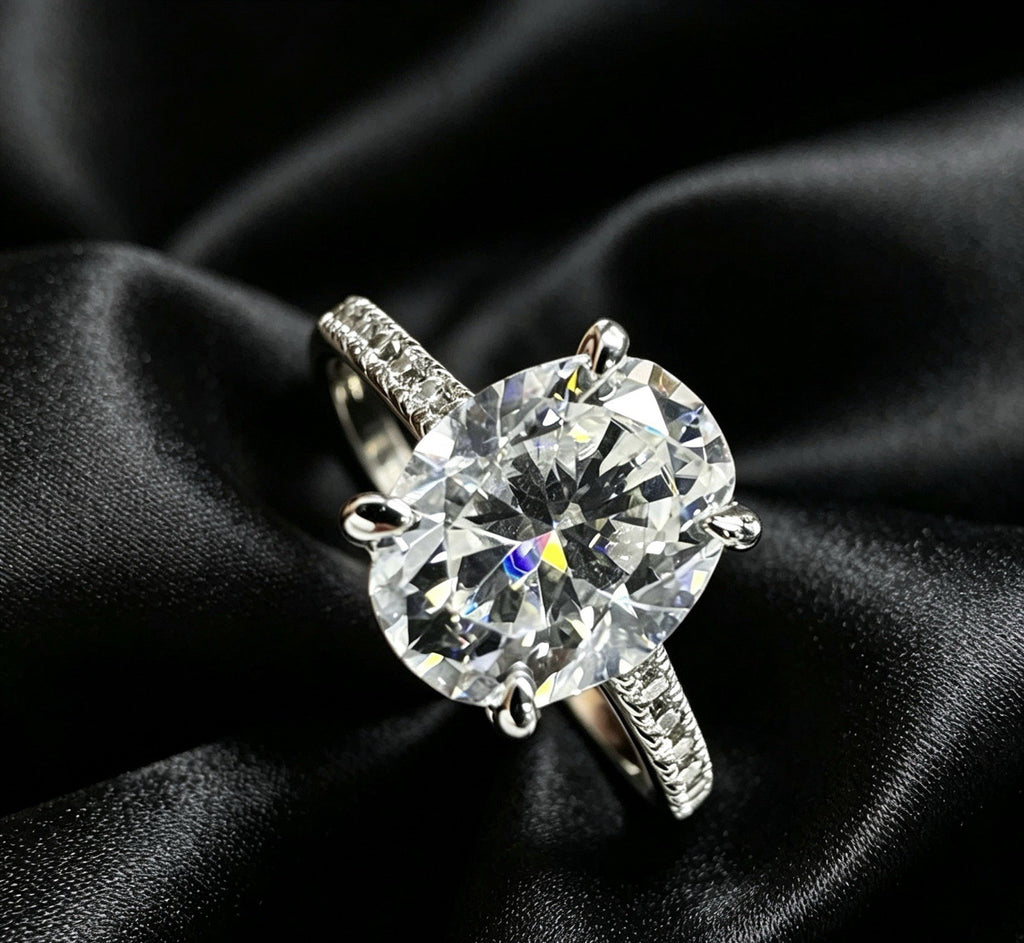 1.0CT Mossanite VVS Women Jewelry Gift 925 Silver GRA Certified Oval Cut