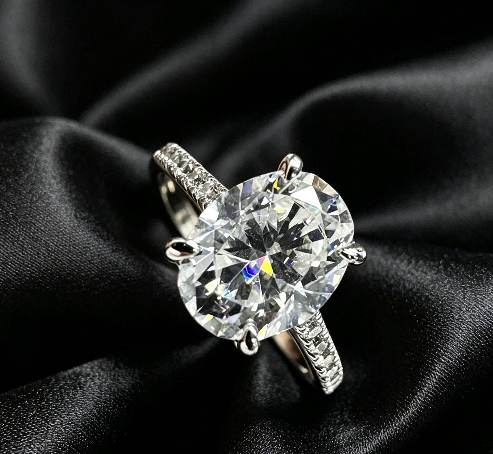 1.0CT Mossanite VVS Women Jewelry Gift 925 Silver GRA Certified Oval Cut