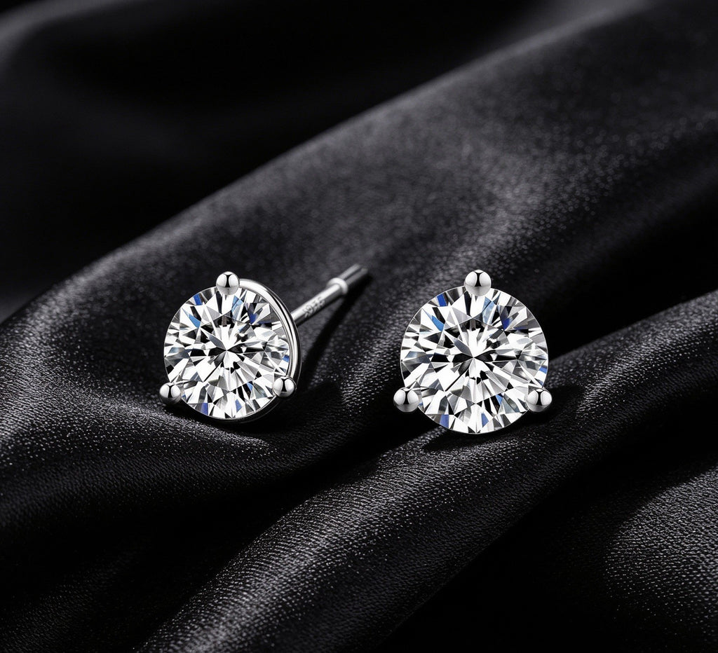 925 Sterling Silver 1ct GRA Diamond Halo Stud Jewelry White Gold VVS