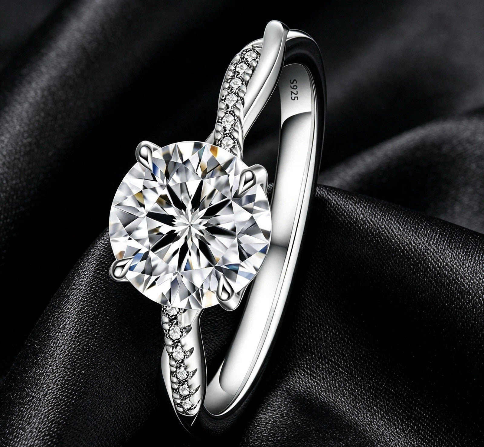 1ct Moissanite Stone Round 925 Silver White Gold Plated VVS GRA Certificate