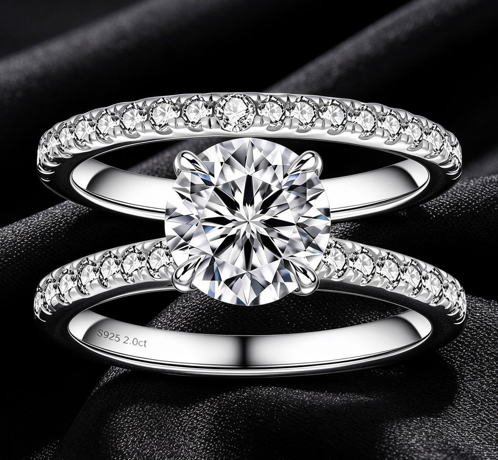925 Silver Wedding Jewelry Bridal Sets 2CT D Color VVS1 Round Cut