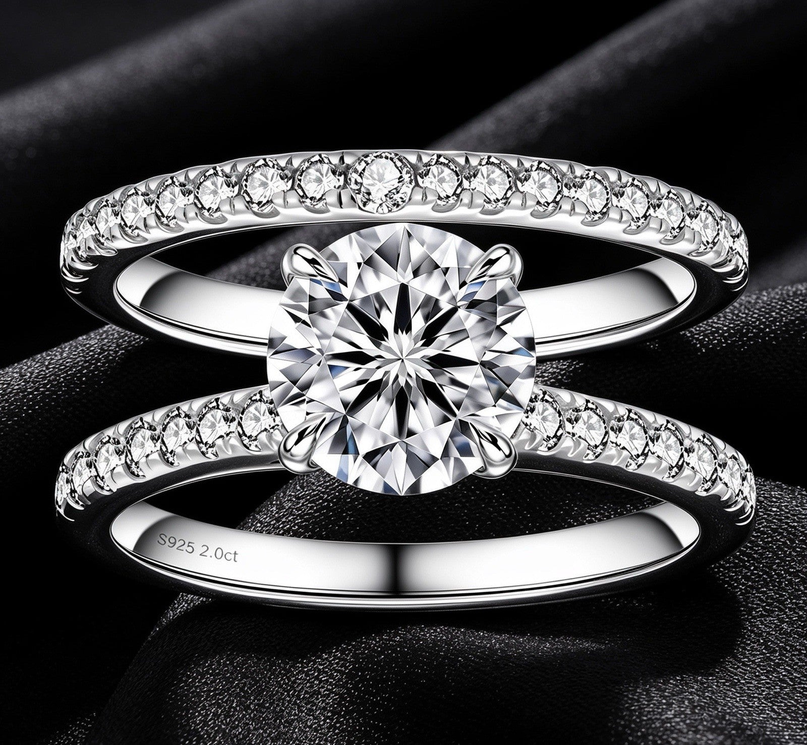 925 Silver Wedding Jewelry Bridal Sets 2CT D Color VVS1 Round Cut